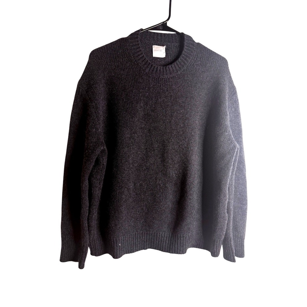 Anine Bing Crewneck 100% Cashmere Thick Sweater Womens Relaxed L Charcoal Grey